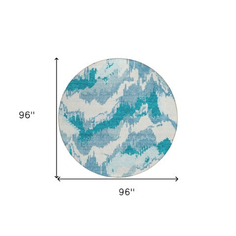 Homeroots 3' Stylish Beige Brown And Ivory Abstract Washable Area Rug For Indoor And Outdoor Spaces 8' Round Polyester 590210