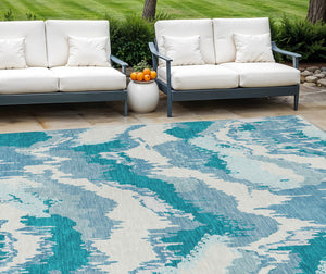 Homeroots 3' Stylish Beige Brown And Ivory Abstract Washable Area Rug For Indoor And Outdoor Spaces 9' X 12' Polyester 590212