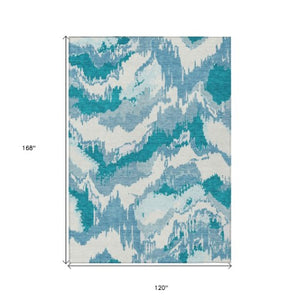 Homeroots 3' Stylish Beige Brown And Ivory Abstract Washable Area Rug For Indoor And Outdoor Spaces 10' X 14' Polyester 590213