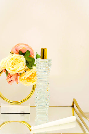 Homeroots 12" Elegant Clear And Gold Twisted Crystal Taper Candlestick For Stunning Home Decor Accents   590223