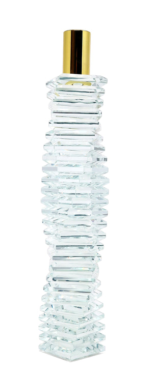 Homeroots 12" Elegant Clear And Gold Twisted Crystal Taper Candlestick For Stunning Home Decor Accents   590223