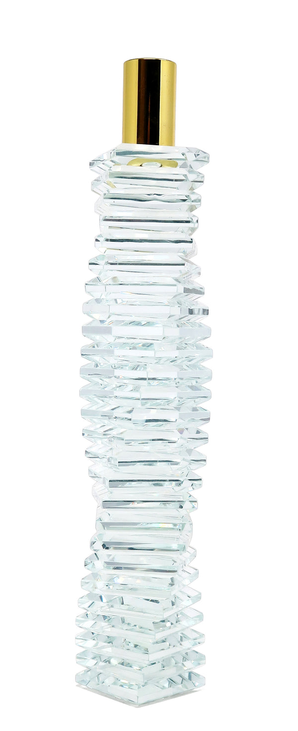 Homeroots 12" Elegant Clear And Gold Twisted Crystal Taper Candlestick For Stunning Home Decor Accents   590223