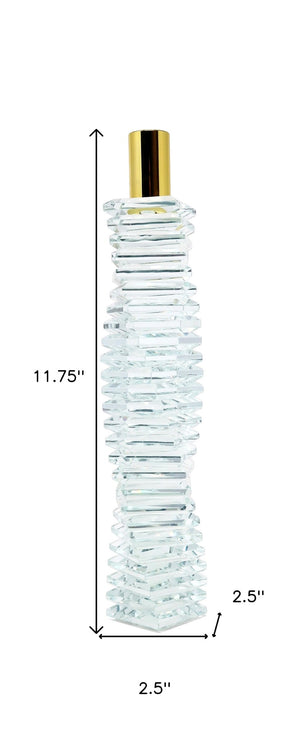 Homeroots 12" Elegant Clear And Gold Twisted Crystal Taper Candlestick For Stunning Home Decor Accents   590223