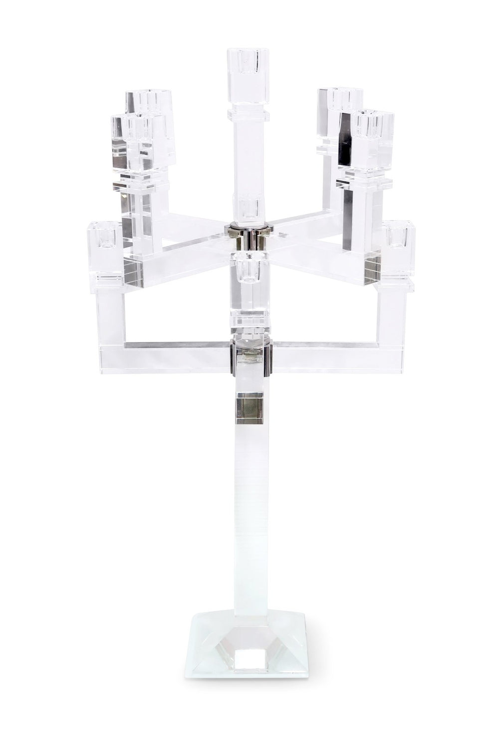 HomeRoots 25" Clear Faceted Crystal Candelabra – Elegant Multi-Arm Candle Holder for Glamorous Home Décor 590230