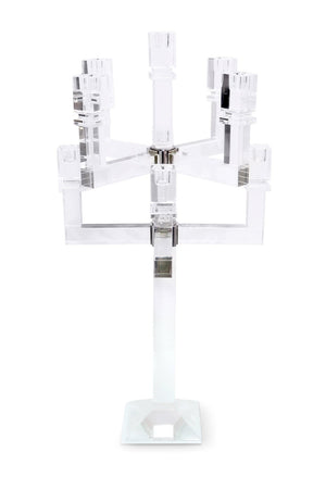 HomeRoots 25" Clear Faceted Crystal Candelabra – Elegant Multi-Arm Candle Holder for Glamorous Home Décor 590230