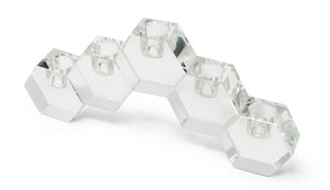 Homeroots 5" Clear Crystal Geometric Tabletop Candelabra - Stylish Centerpiece For Modern Home Decor & Events   590231