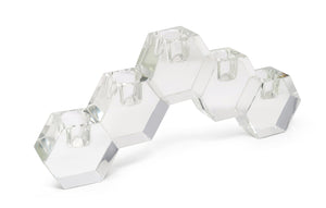 Homeroots 5" Clear Crystal Geometric Tabletop Candelabra - Stylish Centerpiece For Modern Home Decor & Events   590231