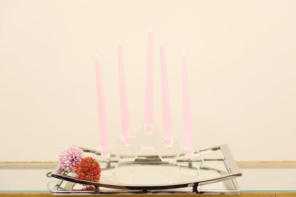 Homeroots 5" Clear Crystal Geometric Tabletop Candelabra - Stylish Centerpiece For Modern Home Decor & Events   590231