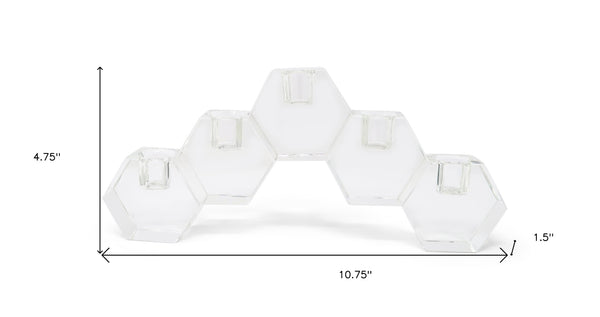Homeroots 5" Clear Crystal Geometric Tabletop Candelabra - Stylish Centerpiece For Modern Home Decor & Events   590231