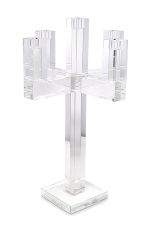Homeroots 20" Clear Crystal Tabletop Candelabra Candle Holder - Elegant Five-candle Display For Romantic Ambiance   590232