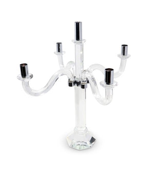 Homeroots 20" Crystal Tabletop Candelabra Candle Holder - Elegant Silver Accents For Chic Home Décor Style   590248