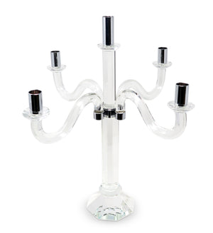 Homeroots 20" Crystal Tabletop Candelabra Candle Holder - Elegant Silver Accents For Chic Home Décor Style   590248