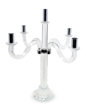 Homeroots 20" Crystal Tabletop Candelabra Candle Holder - Elegant Silver Accents For Chic Home Décor Style   590248