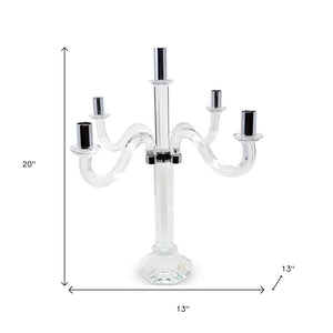 Homeroots 20" Crystal Tabletop Candelabra Candle Holder - Elegant Silver Accents For Chic Home Décor Style   590248