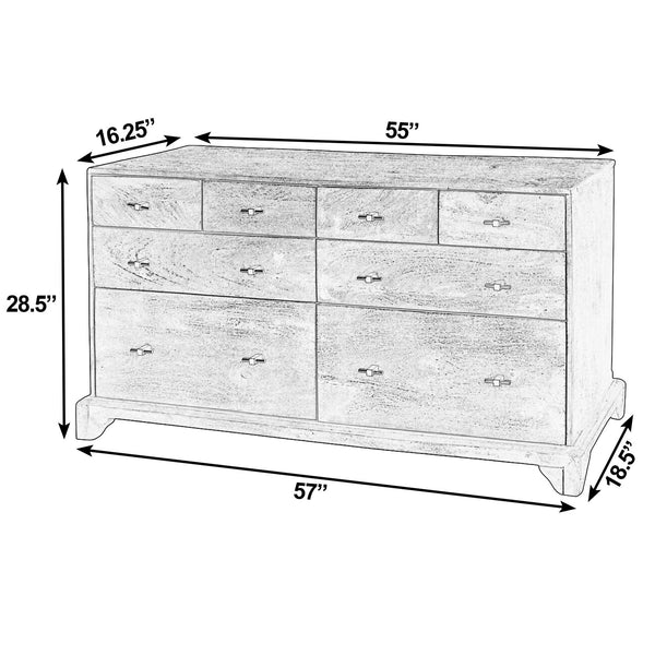 Butler 55" Coastal Charm Mango Wood 8-Drawer Dresser – Stylish Storage for Any Bedroom Space