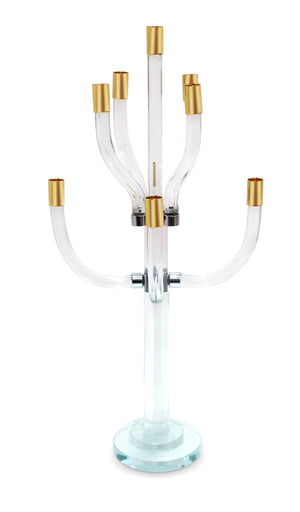 Homeroots 23" Elegant Gold And Silver Crystal Tabletop Candelabra - Stunning Centerpiece For Every Occasion   590249