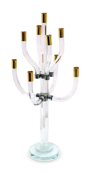 Homeroots 23" Elegant Gold And Silver Crystal Tabletop Candelabra - Stunning Centerpiece For Every Occasion   590249