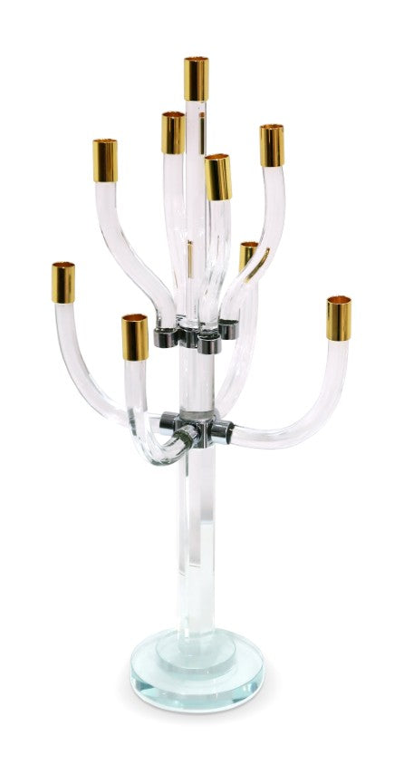 Homeroots 23" Elegant Gold And Silver Crystal Tabletop Candelabra - Stunning Centerpiece For Every Occasion   590249
