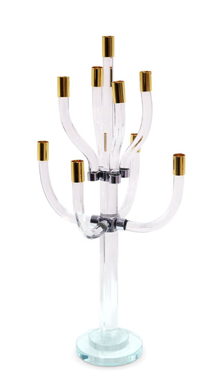 Homeroots 23" Elegant Gold And Silver Crystal Tabletop Candelabra - Stunning Centerpiece For Every Occasion   590249