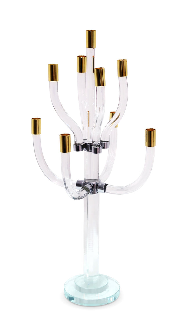 Homeroots 23" Elegant Gold And Silver Crystal Tabletop Candelabra - Stunning Centerpiece For Every Occasion   590249