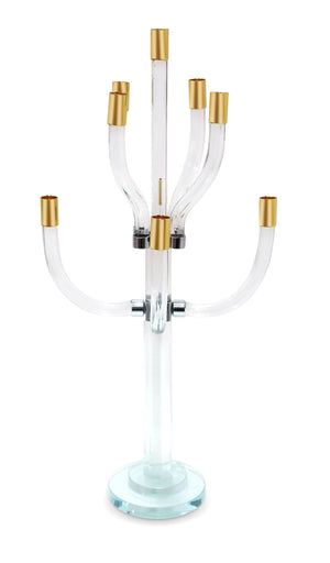 Homeroots 23" Elegant Gold And Silver Crystal Tabletop Candelabra - Stunning Centerpiece For Every Occasion   590249