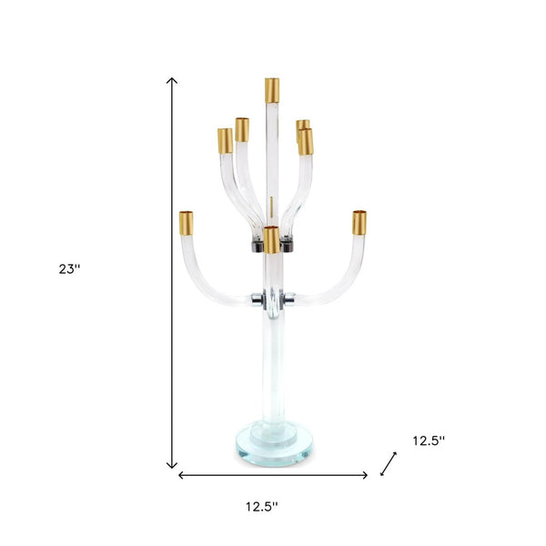 Homeroots 23" Elegant Gold And Silver Crystal Tabletop Candelabra - Stunning Centerpiece For Every Occasion   590249