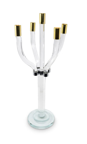 Homeroots 20" Crystal Tabletop Candelabra - Elegant Gold & Silver Candle Holder For Stunning Home Décor   590250