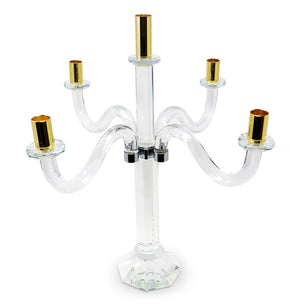 Homeroots 20" Elegant Silver And Gold Crystal Tabletop Candelabra Candle Holder - Stunning Home Centerpiece   590251