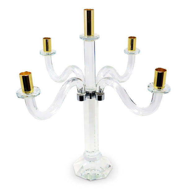 Homeroots 20" Elegant Silver And Gold Crystal Tabletop Candelabra Candle Holder - Stunning Home Centerpiece   590251