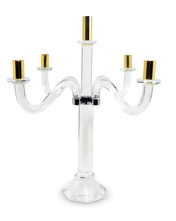Homeroots 20" Elegant Silver And Gold Crystal Tabletop Candelabra Candle Holder - Stunning Home Centerpiece   590251