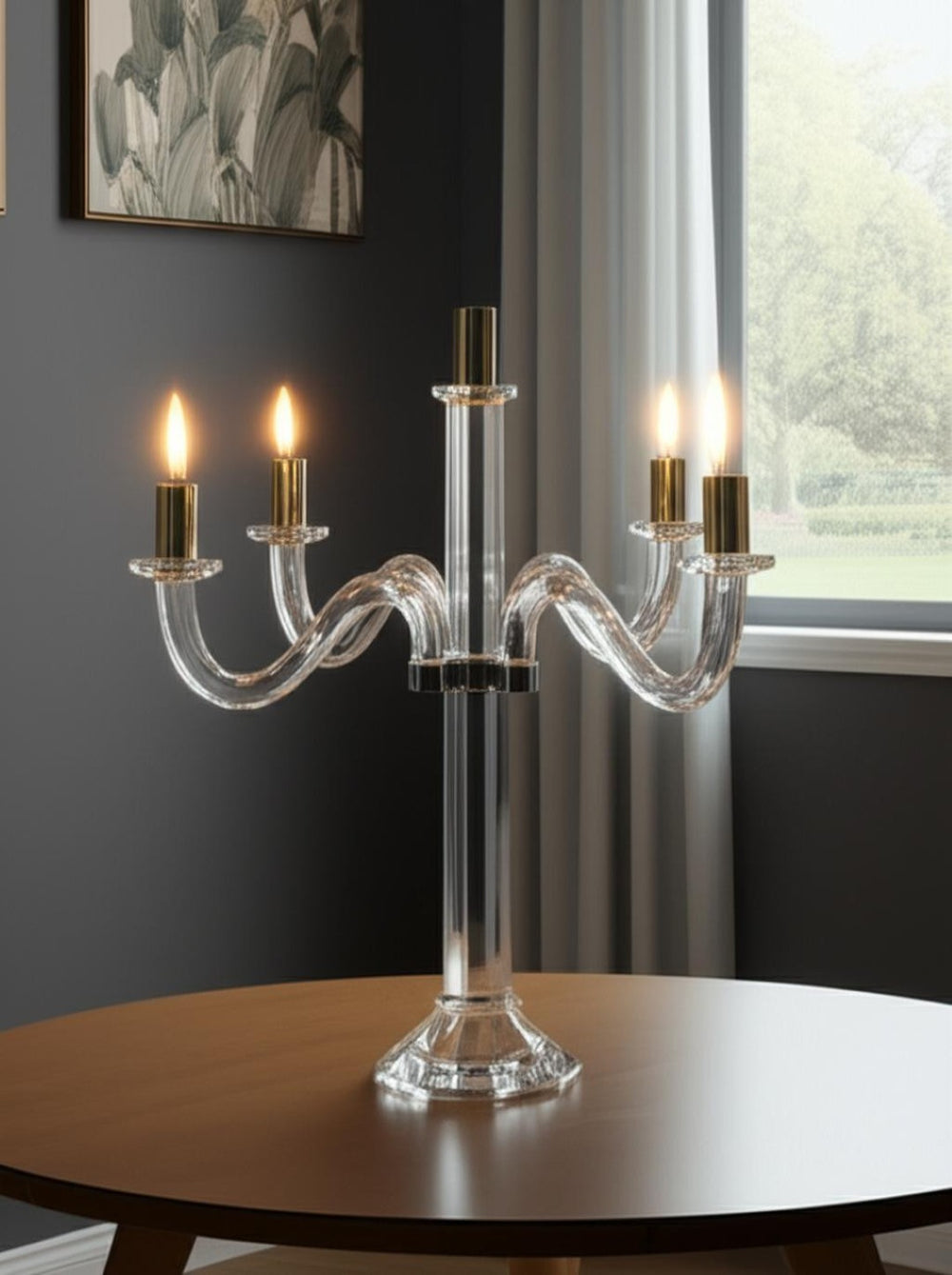 HomeRoots 20" Elegant Crystal Candelabra with Silver and Gold Accents - Stunning Centerpiece for Any Occasion 590251