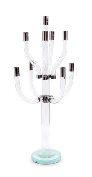 HomeRoots 23" Elegant Clear Crystal and Silver Multi-Arm Candelabra – Stunning Tabletop Centerpiece for Any Occasion 590252