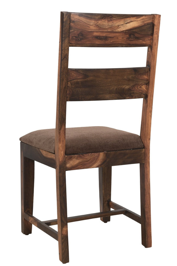 HomeRoots Nine Piece Solid Wood Dining Set: Dark Brown Elegance with Eight Comfortable Ladder-Back Chairs 590259