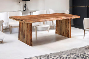 HomeRoots Nine Piece Brown Solid Wood Dining Set - Rectangular Table & 8 Comfortable Chairs for Gatherings 590265