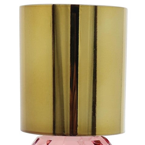 Homeroots Set Of Two Amber Gold & Pink Crystal Taper Candlesticks - Elegant Home Decor Accent Pieces   590268
