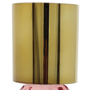 Homeroots Set Of Two Amber Gold & Pink Crystal Taper Candlesticks - Elegant Home Decor Accent Pieces   590268