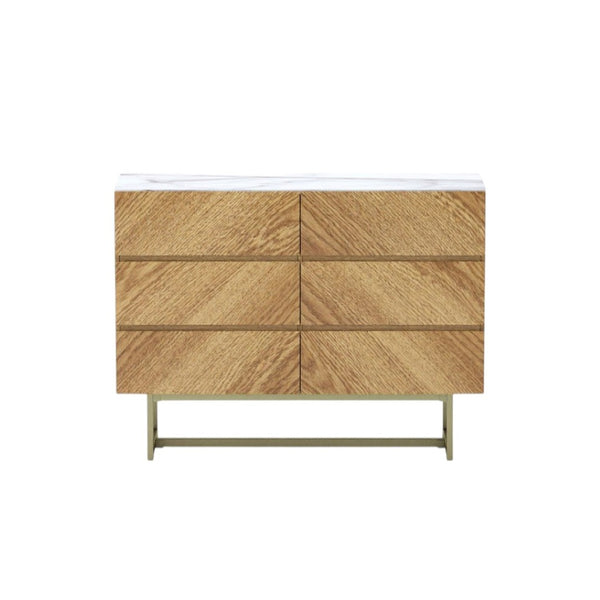 HomeRoots 47" Elegant Brown Six-Drawer Dresser - Sturdy Storage Solution for Modern and Rustic Bedrooms 590275