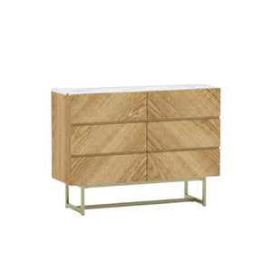 HomeRoots 47" Elegant Brown Six-Drawer Dresser - Sturdy Storage Solution for Modern and Rustic Bedrooms 590275