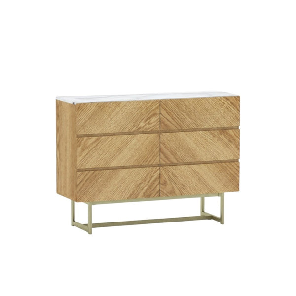 HomeRoots 47" Elegant Brown Six-Drawer Dresser - Sturdy Storage Solution for Modern and Rustic Bedrooms 590275