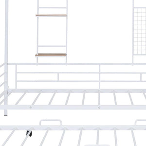 HomeRoots White Metal Twin Bed Frame with Trundle - Vintage Design, Durable Construction for Stylish Sleepovers 590277