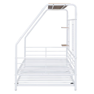 HomeRoots White Metal Twin Bed Frame with Trundle - Vintage Design, Durable Construction for Stylish Sleepovers 590277