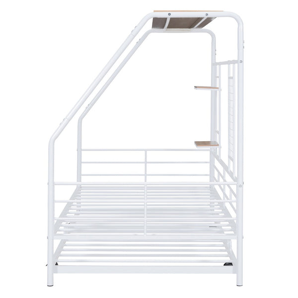 HomeRoots White Metal Twin Bed Frame with Trundle - Vintage Design, Durable Construction for Stylish Sleepovers 590277