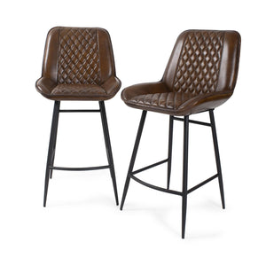 Howard Elliott Hobart Leather Chair – Elegant Deep Brown With Diamond Stitching And Sleek Matte Black Legs For Style Brown Leather,Iron 59028-howard-elliott