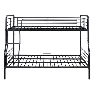 HomeRoots Black Full XL Over Queen Contemporary Metal Bunk Bed - Space-Saving Design with Safety Features! 590295