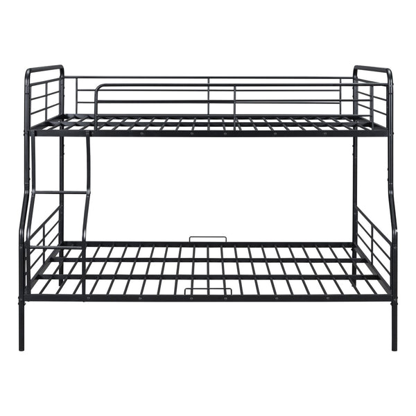 HomeRoots Black Full XL Over Queen Contemporary Metal Bunk Bed - Space-Saving Design with Safety Features! 590295