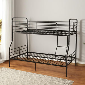 HomeRoots Black Full XL Over Queen Contemporary Metal Bunk Bed - Space-Saving Design with Safety Features! 590295