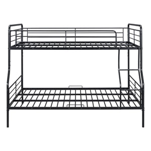 HomeRoots Black Full XL Over Queen Contemporary Metal Bunk Bed - Space-Saving Design with Safety Features! 590295