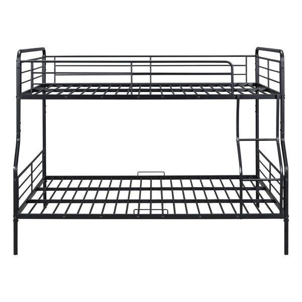 HomeRoots Black Full XL Over Queen Contemporary Metal Bunk Bed - Space-Saving Design with Safety Features! 590295