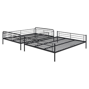 HomeRoots Black Full XL Over Queen Contemporary Metal Bunk Bed - Space-Saving Design with Safety Features! 590295