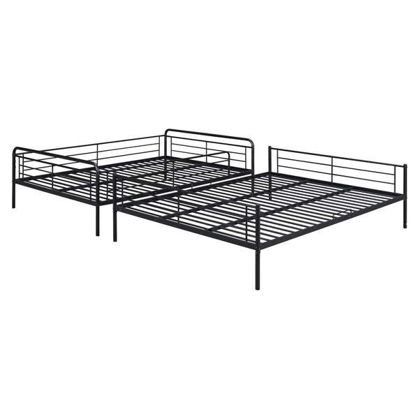 HomeRoots Black Full XL Over Queen Contemporary Metal Bunk Bed - Space-Saving Design with Safety Features! 590295
